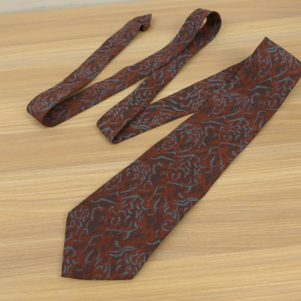 Vintage Italian SIlk Tie Mens Rust Brown Earthy Boho Art Eclectic Dress PRIMA